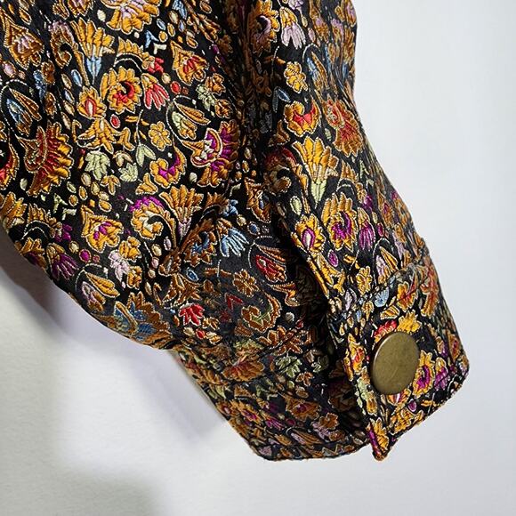 Coldwater Creek Floral Brocade Jacket Womens Large Floral Colorful Gold Button - Picture 7 of 10